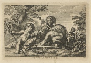 Johannes der Täufer und das Christuskind mit Lamm und Engel von Cornelis Galle (II)