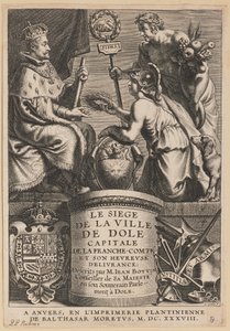 Titelseite für Jean Boyvin, Le Siège de la Ville de Dole von Cornelis Galle I after Erasmus Quellinus II after Sir Peter Paul Rubens
