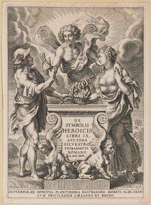 Titelseite für Silvester Pietrasanta, De Symbolis Heroicis von Cornelis Galle I after Sir Peter Paul Rubens