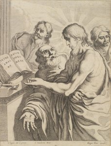 Christus übergibt Petrus die Schlüssel von Cornelis I Danckerts