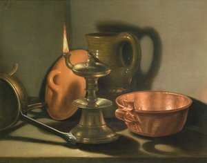 Stillleben mit Öllampe von Cornelis Jacobsz