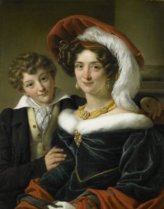 Rudolphina Wilhelmina Elizabeth de Sturler (1798-1873), zweite Frau von Graf Johannes van den Bosch, mit ihrem Sohn Richard Leeuwenhart