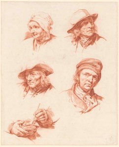 Studienblatt mit Köpfen von Cornelis Kruseman