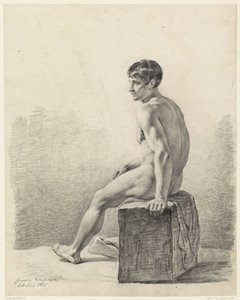 Sitzender männlicher Akt von Cornelis Kruseman