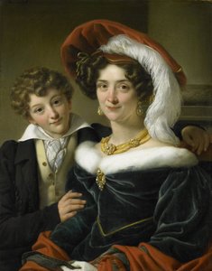 Rudolphina Wilhelmina Elizabeth de Sturler (1798-1873), zweite Frau von Graf Johannes van den Bosch, mit ihrem Sohn Richard Leeuwenhart, 1829