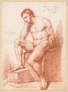 Sitzender männlicher Akt, von vorne gesehen (1. Preis 1814)
