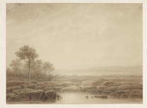 Landschaft mit Felsen am Wasser von Cornelis Lieste