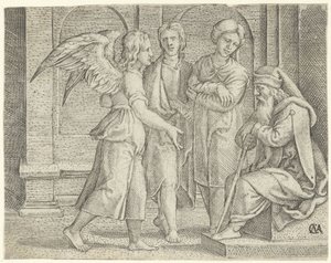 Tobias und der Engel bei Tobit und Anna von Cornelis Massijs