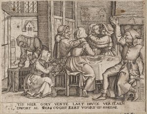 Zwei Liebespaare in einem Gasthaus von Cornelis Massijs