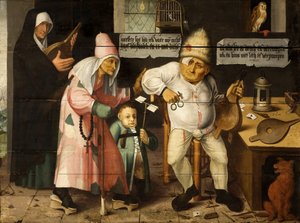 Der Blasebalgreparateur nach Hieronymus Bosch, ca. 1550 von Cornelis Massys