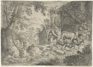 Hirte mit Ziegen und Kühen von Cornelis Matthieu