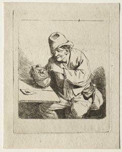 Bauer, der seine Pfeife anzündet von Cornelis Pietersz Bega