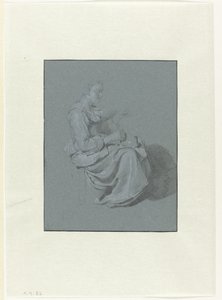 Sitzende Frau, im Profil nach rechts, mit einem Krug in der rechten Hand von Cornelis Pietersz. Bega