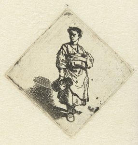 Stehende Frau mit Krug in der rechten Hand von Cornelis Pietersz. Bega