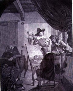 Der Patron und der Maler, nach einem Gemälde des 17. Jahrhunderts von Cornelis Bega, 18. Jahrhundert von Cornelis Pietersz Bega