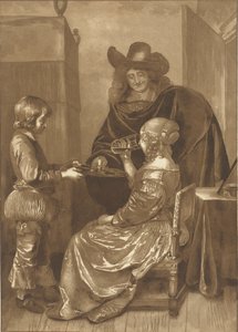 Herr und Dame mit Page von Cornelis Ploos van Amstel (signed by artist)
