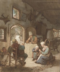Zeitungsleser im Interieur
