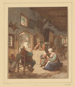 Zeitungsleser im Innenraum