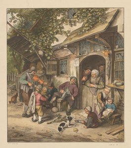 Geigenspieler vor einem Gasthaus von Cornelis Ploos van Amstel (signed by artist)