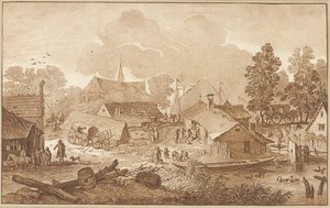 Dorfansicht mit Teich von Cornelis Ploos van Amstel
