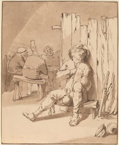 Betrunkener Bauer in einem Gasthaus von Cornelis Ploos van Amstel