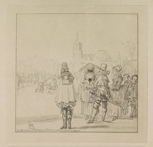 Elegante Gesellschaft auf dem Eis von Cornelis Ploos van Amstel
