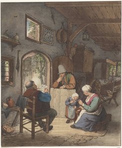 Zeitungsleser im Innenraum von Cornelis Ploos van Amstel