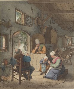 Zeitungsleser im Innenraum von Cornelis Ploos van Amstel