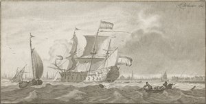 Kriegsschiff auf dem IJ von Cornelis Ploos van Amstel