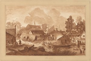Dorf mit Teich von Cornelis Ploos van Amstel