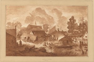 Dorf mit Teich von Cornelis Ploos van Amstel