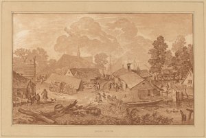 Dorf mit Teich von Cornelis Ploos van Amstel