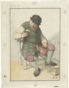 Sitzender Bauer mit Krug
