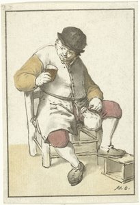 Sitzender Bauer mit Krug