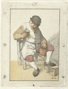 Sitzender Bauer mit Krug