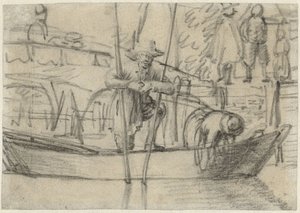 Mann und Frau in einem Boot am Ufer von Cornelis Saftleven (attributed to)