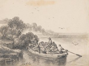 Eine schwer beladene Fähre von Cornelis Saftleven