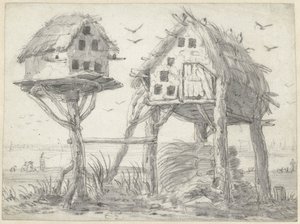 Zwei Taubenschläge von Cornelis Saftleven