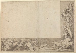 Flussgott mit Putti von Cornelis Schut I