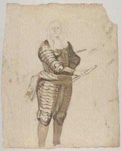 Studie eines stehenden Kommandanten mit Stab, verso von Cornelis Schut I