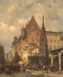 Der Schöne Brunnen in Nürnberg von Cornelis Springer