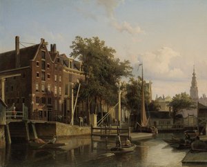 Stadtansicht Gelderse Kade bei der Nieuwmarkt von Cornelis Springer