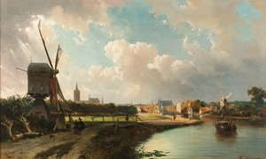 Blick auf Den Haag vom Delftse Vaart im siebzehnten Jahrhundert