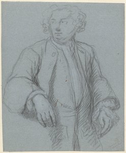 Porträt eines unbekannten Mannes mit langem Mantel, Dreiviertelansicht nach links von Cornelis Troost (attributed to)