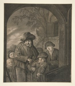 Ohne Titel (Musiker an einer Wirtshaustür) von Cornelis Visscher