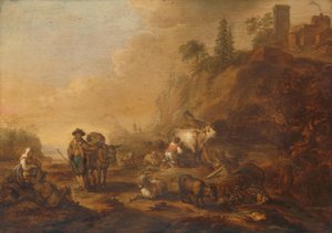 Landschaft mit Hirten und ihren Herden