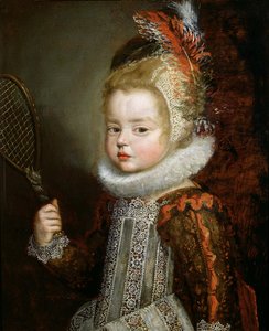 Porträt eines Kindes mit Schläger von Cornelis de Vos