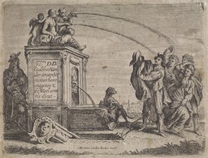 Gruppe von Menschen bei einem Brunnen von Cornelis de Wael
