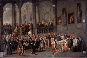 „Die Kranken besuchen“ Gemälde von Cornelis De Wael (1592-1667) (ec flam) nach 1625 Dim 100x150 cm Genua, Musei di Strada Nuova (ex Palazzo Bianco) von Cornelis de Wael