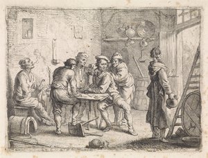 Frau verlässt eine Herberge von Cornelis de Wael